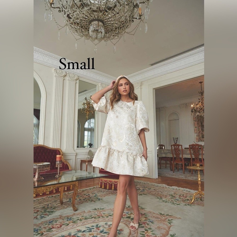 NWT Bride to Be Lola Jacquard Ruffle Shift Dress Sugarlips Small